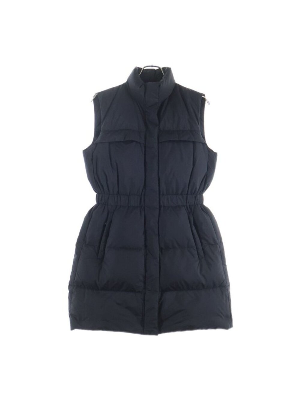 Prada Sleeveless Down Jacket Long Vest Zip Up Nylon Black